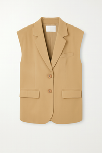 CHALECO TIPO BLAZER OVERSIZED CON HOMBRERAS BEIGE