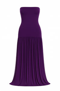 VESTIDO STRAPLESS FORMAL LARGO CON TUL ORQUÍDEA