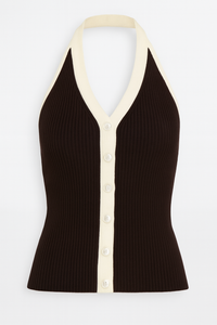 TOP HALTER DE PUNTO CHOCOLATE