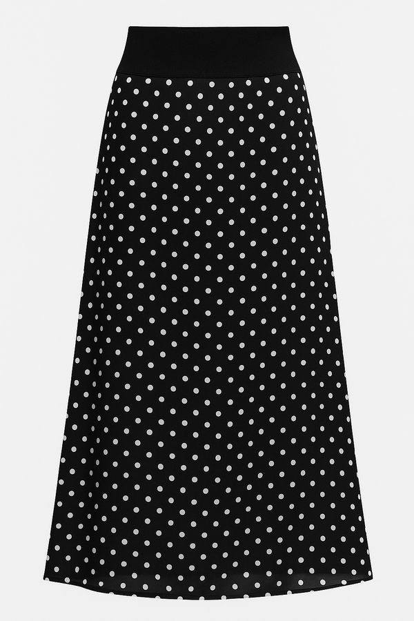 FALDA MIDI DE LUNARES NEGRA