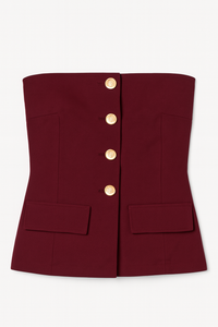 TOP STRAPLESS VINO CON BOTONES DORADOS