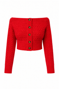 TOP SUÉTER OFF SHOULDER ROJO