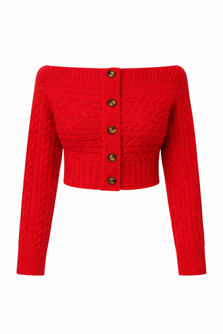 TOP SUÉTER OFF SHOULDER ROJO