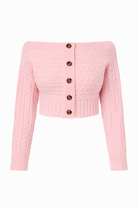 TOP SUÉTER OFF SHOULDER ROSA