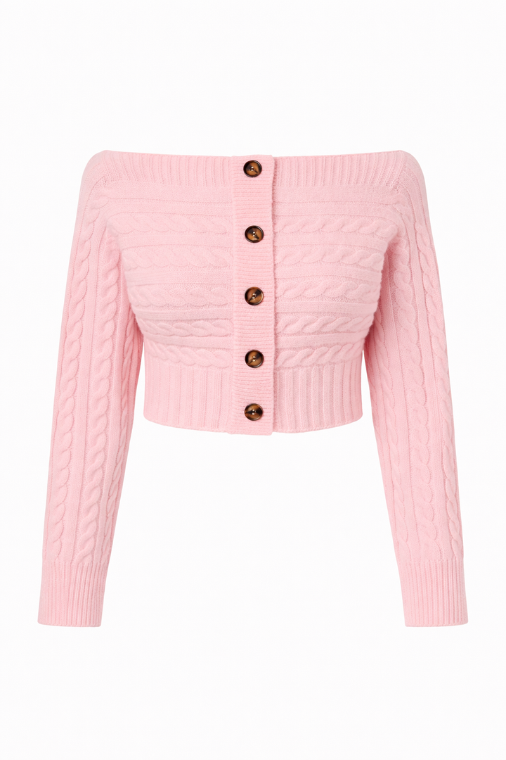 TOP SUÉTER OFF SHOULDER ROSA