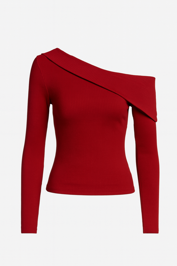 BLUSA ASIMÉTRICA MANGA LARGA ROJA