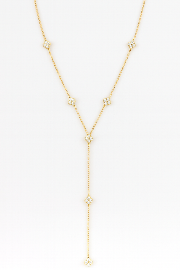 COLLAR TIPO Y DORADO CON INCRUSTACIONES BRILLANTES