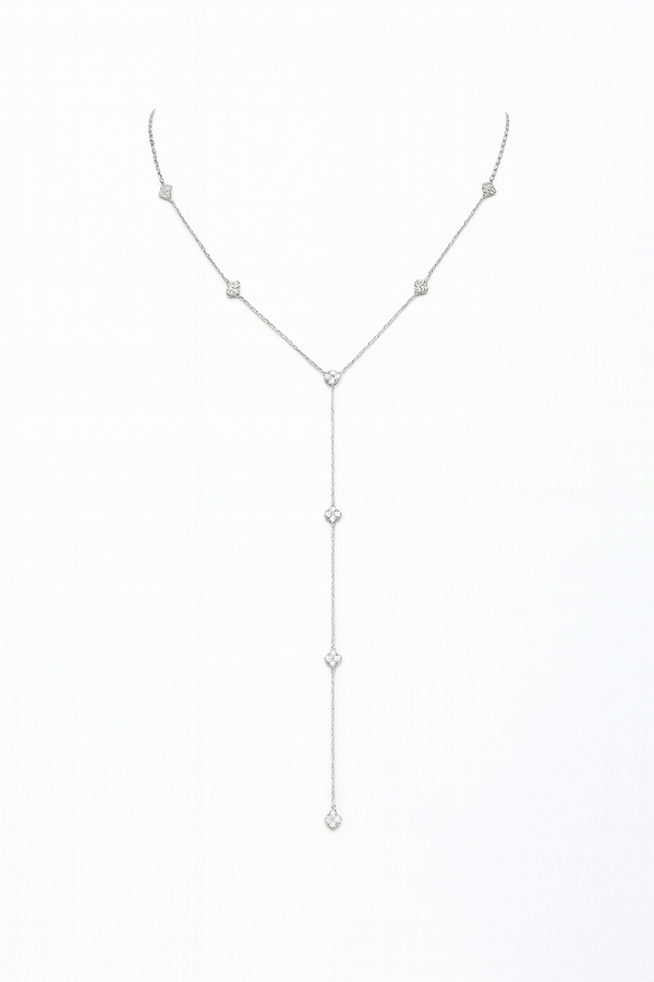 COLLAR TIPO Y PLATEADO CON INCRUSTACIONES BRILLANTES