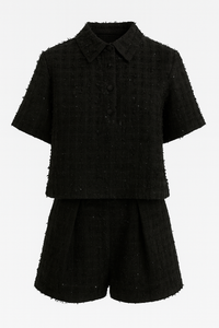 CONJUNTO TWEED TOP MANGA CORTA Y SHORTS