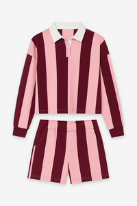 CONJUNTO DE RAYAS VINO Y ROSA