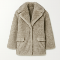 ABRIGO MANGA LARGA DE PELUCHE SINTÉTICO MOCHA