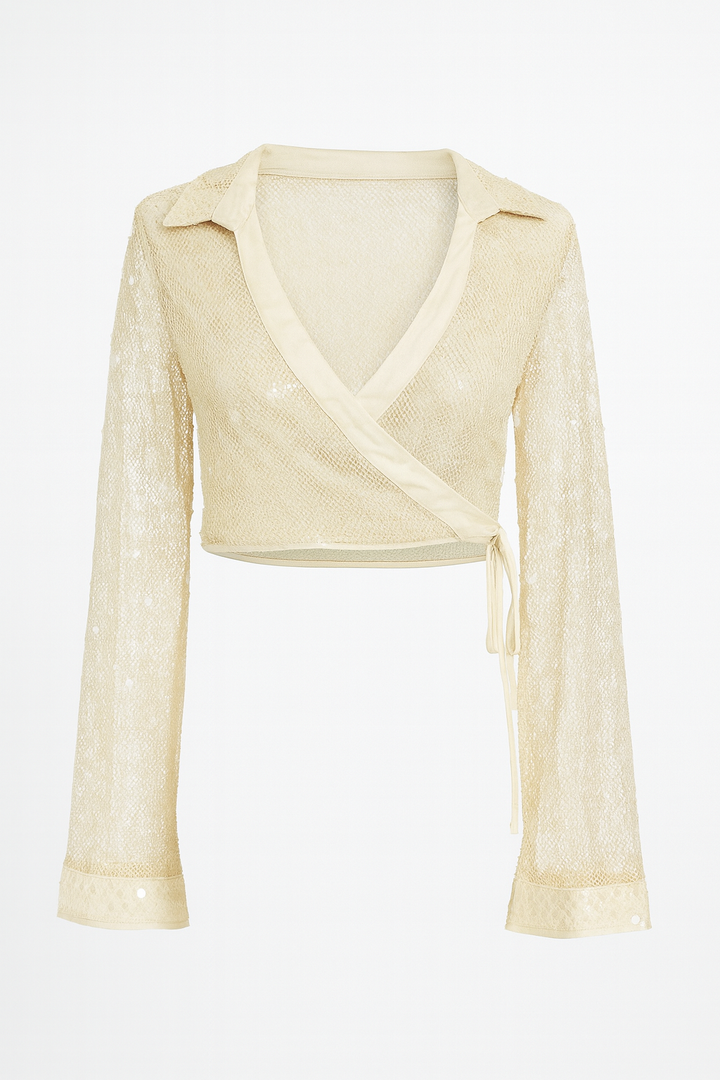 BLUSA MANGA LARGA IVORY SEQUIN