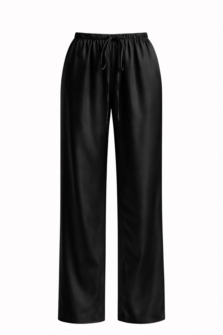 PANTALÓN ANCHO DE SATÍN NEGRO