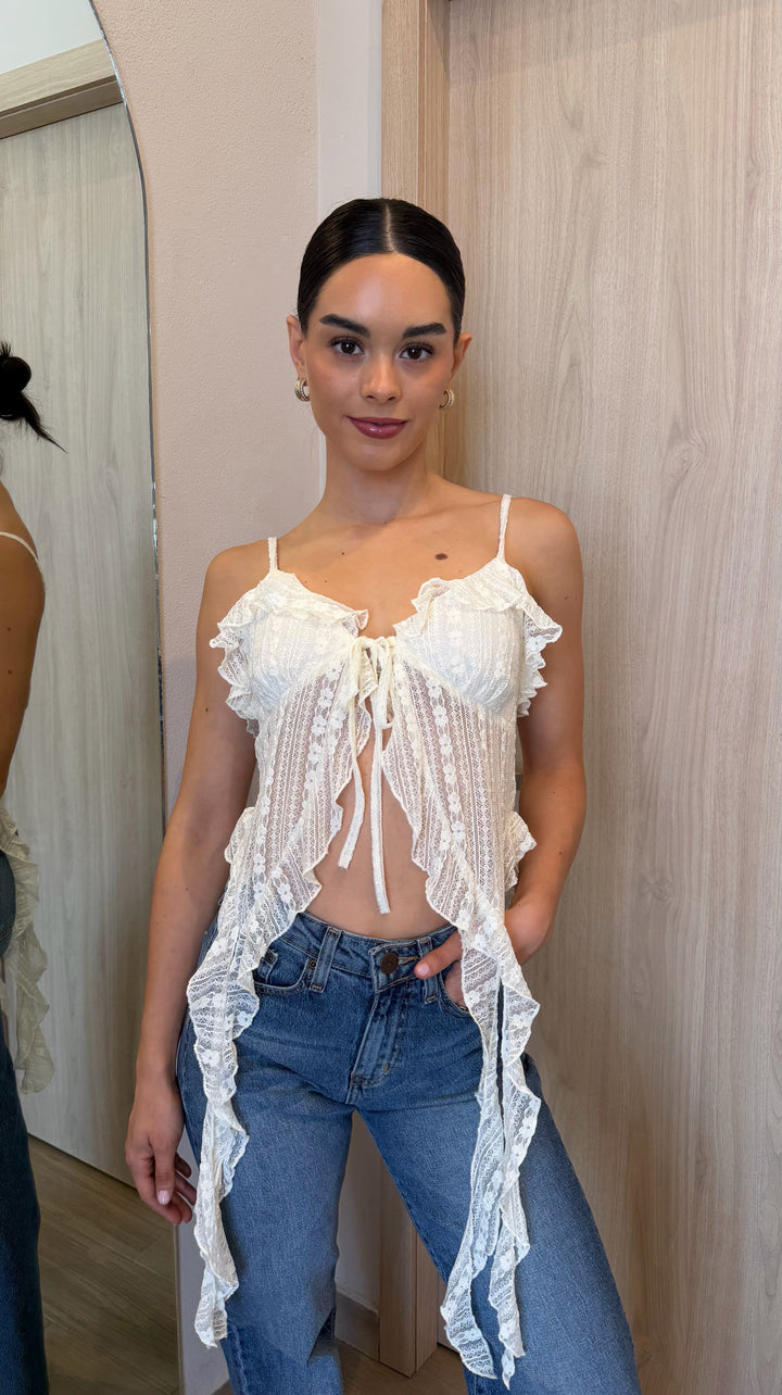 TOP BOHO ENCAJE BLANCO HUESO