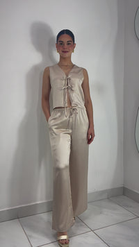 PANTALÓN RECTO SATIN CHAMPAGNE