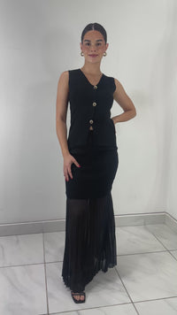 FALDA LARGA CON TUL NEGRA