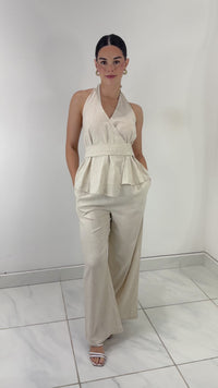 PANTALÓN RECTO LINO ARENA