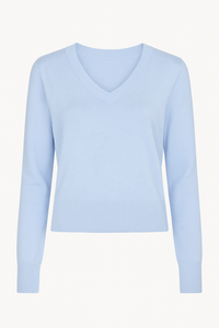 SUETER MANGA LARGA CUELLO V AZUL