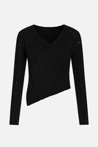 SUÉTER ASIMÉTRICO TEJIDO NEGRO