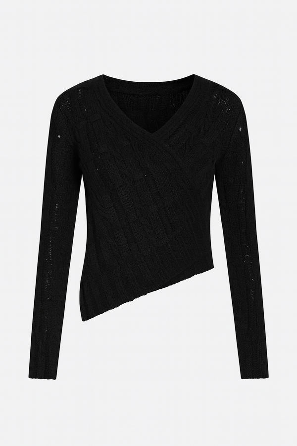 SUÉTER ASIMÉTRICO TEJIDO NEGRO