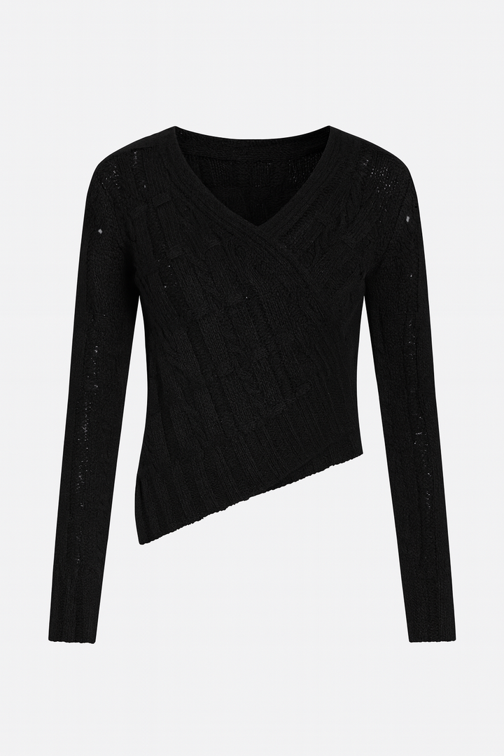 SUÉTER ASIMÉTRICO TEJIDO NEGRO