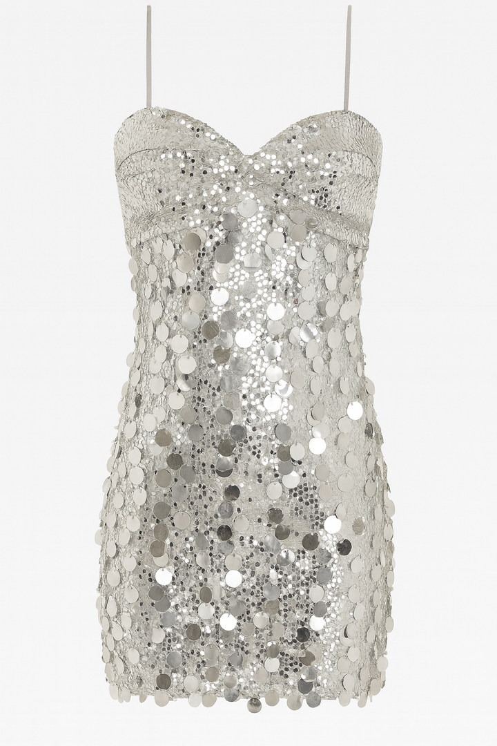 VESTIDO SILVER SEQUIN TIRANTES