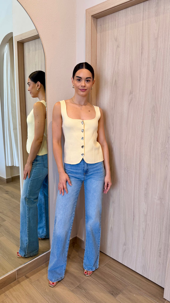 TOP KNIT AMARILLO CON BOTONES